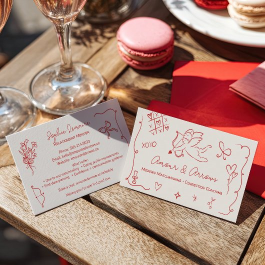 Retro Love Illustrations Matchmaking Dating Coach Visitenkarte