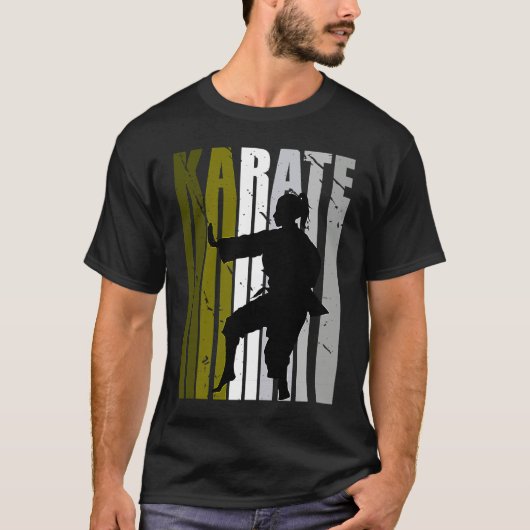 Retro Love Karate Sparring Birthday Olive Green Co T-Shirt (Vorderseite)