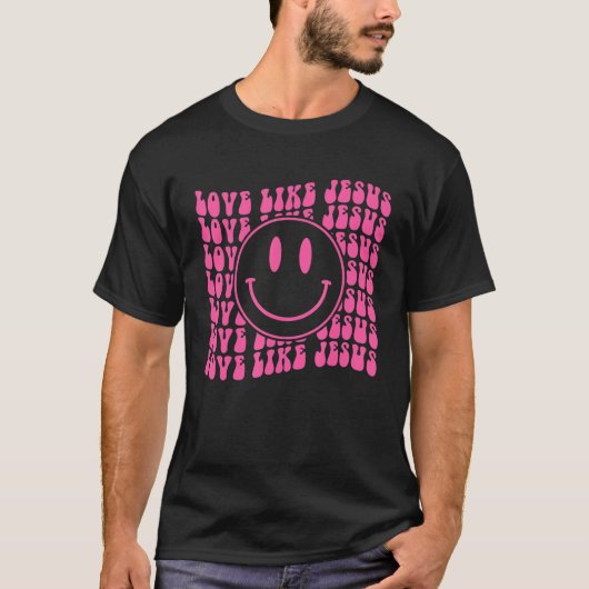 Retro Love Like Jesus Shirt Happy Face Aesthetic (Vorderseite)