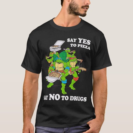 Retro Love Ninjaurtles Cartoon Say Yeso Pizza Say T-Shirt (Vorderseite)