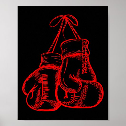 Retro Love Red Boxing Gloves Ohrs Boxer Gift Poster (Vorne)