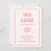 Retro Love Struck Hand Drawn Cupid Photo Wedding Einladung (Vorderseite)