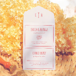 Retro Love Struck Hand Written Cupid Photo Wedding All In One Einladung