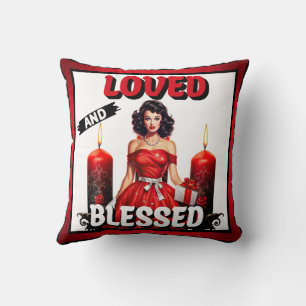 Retro Love und gesegnet Pinup Kissen