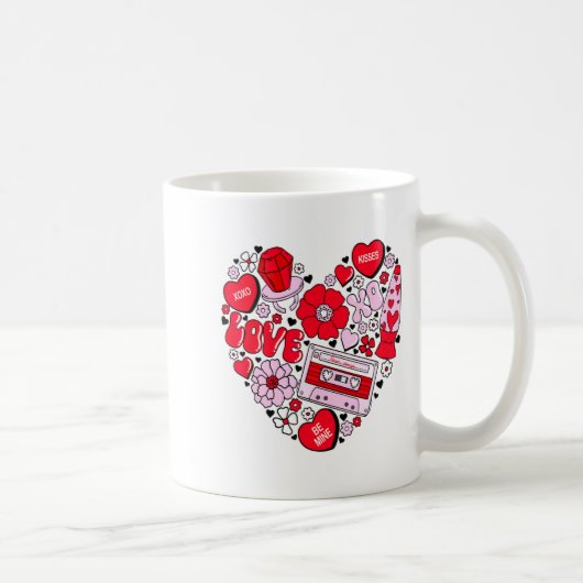 Retro Love Valentines Day Xoxo Conversation Hearts Kaffeetasse (Rechts)