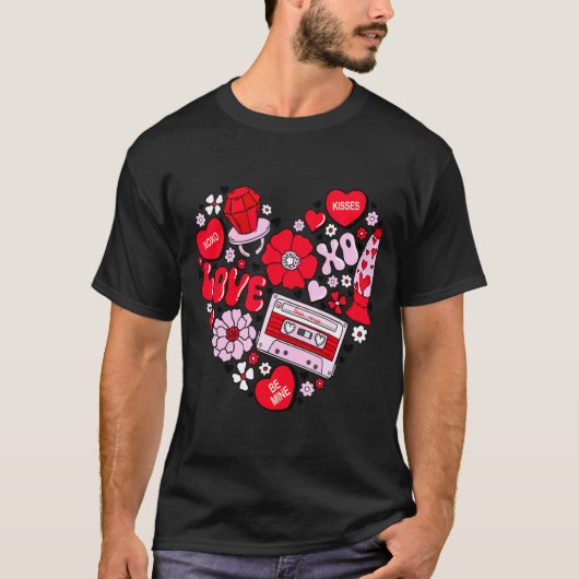 Retro Love Valentines Day Xoxo Conversation Hearts T-Shirt (Vorderseite)