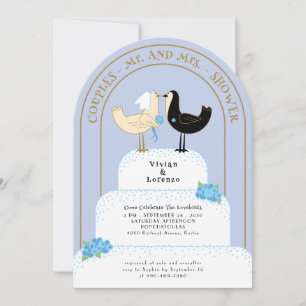 Retro Lovebirds Hochzeitstorte Gebogene Paare Show Einladung