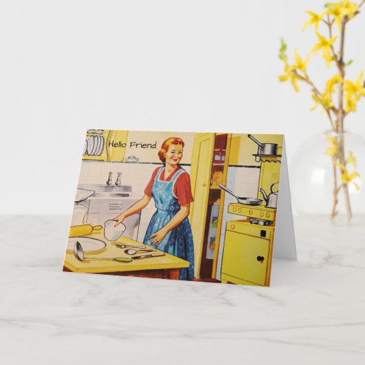 Retro Lover Thinking Your Friend Grußkarte Karte (Gelbe Blume)