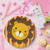 Retro Löwe auf Streifen-Pappteller Pappteller (Party)