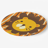 Retro Löwe auf Streifen-Pappteller Pappteller (Schrägansicht)