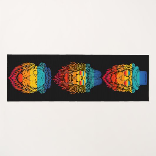 Retro-Löwenkopf Regenbogen-Schieber Yogamatte (Vorderseite (Horizontal))