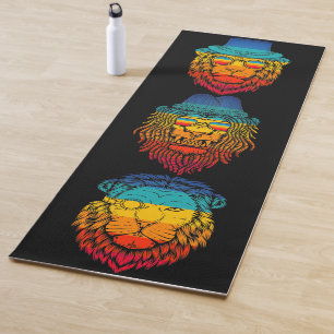Retro-Löwenkopf Regenbogen-Schieber Yogamatte