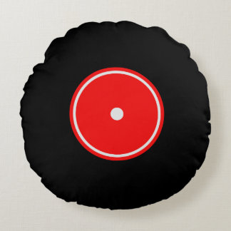 Retro-LP-Schallplatte | Rundes rotes und oranges K Kissen