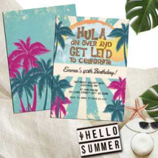 Retro Luau Hawaiian Tropical Hula über Geburtstag Einladung