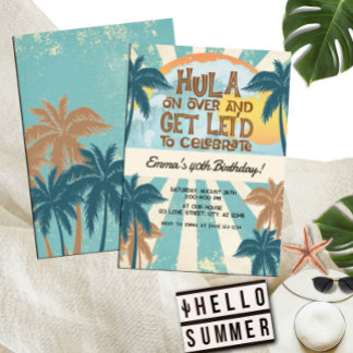 Retro Luau Hawaiian Tropical Hula über Geburtstag Einladung