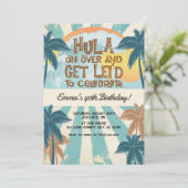 Retro Luau Hawaiian Tropical Hula über Geburtstag Einladung (Stehend Vorderseite)