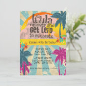 Retro Luau Hawaiian Tropical Hula über Geburtstag Einladung (Stehend Vorderseite)