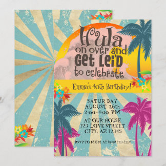 Retro Luau Hawaiian Tropical Hula über Geburtstag Einladung