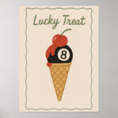 Retro Lucky 8 Ball Eiscreme-Wandkunst Poster (Vorne)