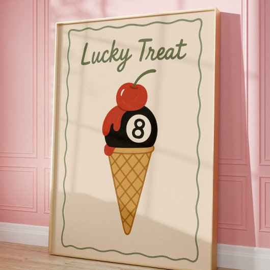 Retro Lucky 8 Ball Eiscreme-Wandkunst Poster