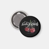 Retro Lucky Girls Cherry Quote Magnet (Vorderseite/Rückseite)