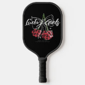 Retro Lucky Girls Cherry Quote Pickleball Schläger (Vorderseite)