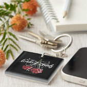 Retro Lucky Girls Cherry Quote Schlüsselanhänger (Vorderseite rechts)