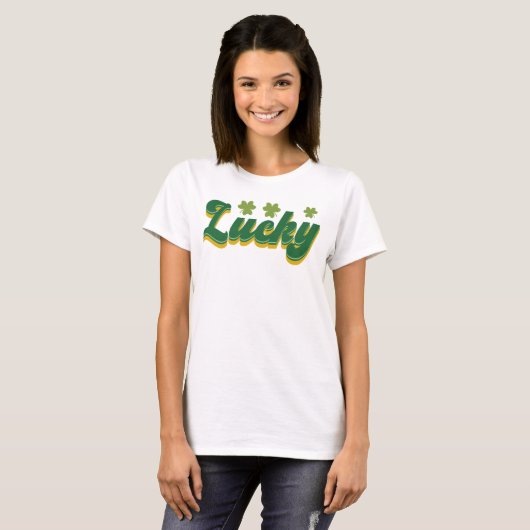 Retro Lucky Shirt, Retro St Patricks Day T-Shirt (Vorne ganz)