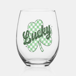 Retro Lucky St Patrick's Day Kleeblatt Weinglas Ohne Stiel