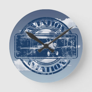 Retro-Luftfahrtkunst Runde Wanduhr