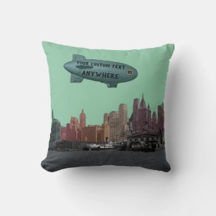 RETRO-LUFTSCHIFF ÜBER DER SKYLINE VON NEW YORK CIT KISSEN