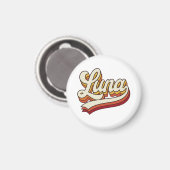 Retro Luna Name 70s Vintage Design Magnet (Vorderseite/Rückseite)