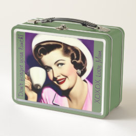 Retro-Lunchbox mit stilisierten Frauen aus den 50e Metall Brotdose