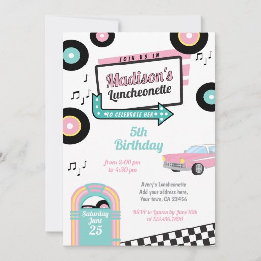 Retro Luncheonette Diner Party Einladung (Vorderseite)