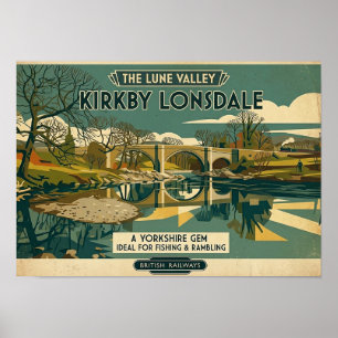 Retro Lune Valley Kirkby Lonsdale Kunstprint Poster