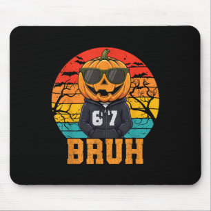 Retro Lustig 67 Halloween Meme Bruh Cooler Kürbis  Mousepad