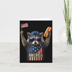 Retro lustig Amerika Waschbär Hot Dog Liebhaber Fl Karte