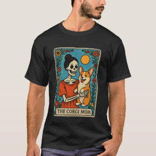 Retro Lustig Die Corgi-Mutter Skelett Halloween-Ko T-Shirt