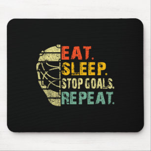 Retro Lustig Essen Schlafen Stop Ziele Wiederholen Mousepad