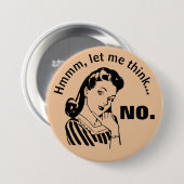 Retro Lustig Ohne Knopf Button (Vorne & Hinten)