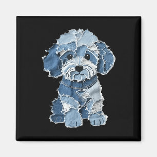 Retro lustige Denim-Patch Tier Hund Druck  Magnet
