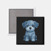 Retro lustige Denim-Patch Tier Hund Druck Magnet (Vorderseite/Rückseite)