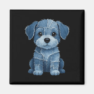 Retro lustige Denim-Patch Tier Hund Druck Magnet