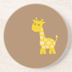 Retro lustige Giraffe pastellfarbener Blume Getränkeuntersetzer