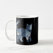 Retro lustige Jeans-Patch Tier Katze Druck Kaffeetasse (Links)
