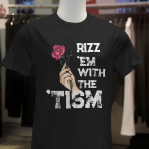 Retro lustige Rizz em mit der Taufe Grunge Blume T-Shirt