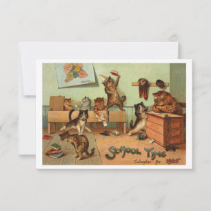 Retro lustige Schulzeit anthropomorphe Katzen Karte