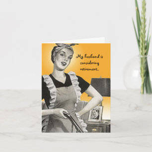 Retro lustige Vorstadtkarte dame Husband Karte