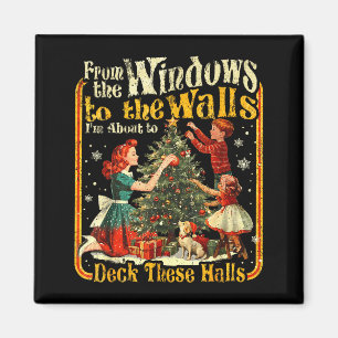Retro lustige Weihnachtsfeiertage von den Fenstern Magnet
