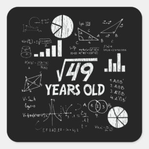 Retro lustiger 7. Geburtstag Math Nerd Geschenk fü Quadratischer Aufkleber